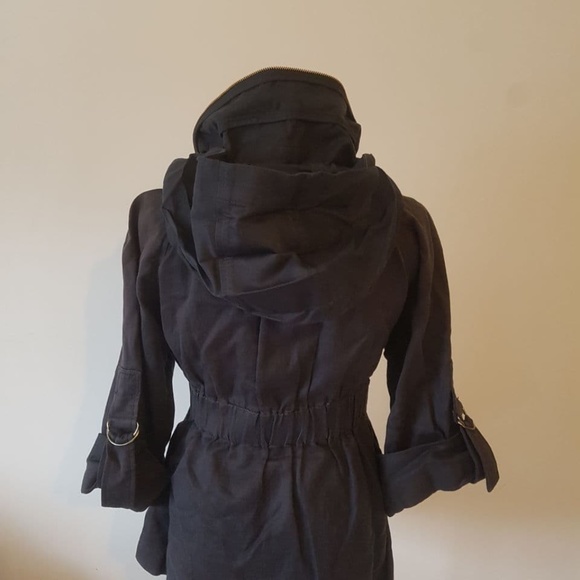 French Connection Rustic Blue Rollup Sleeve Jacket with Hidden Hoodie - Picture 10 of 14